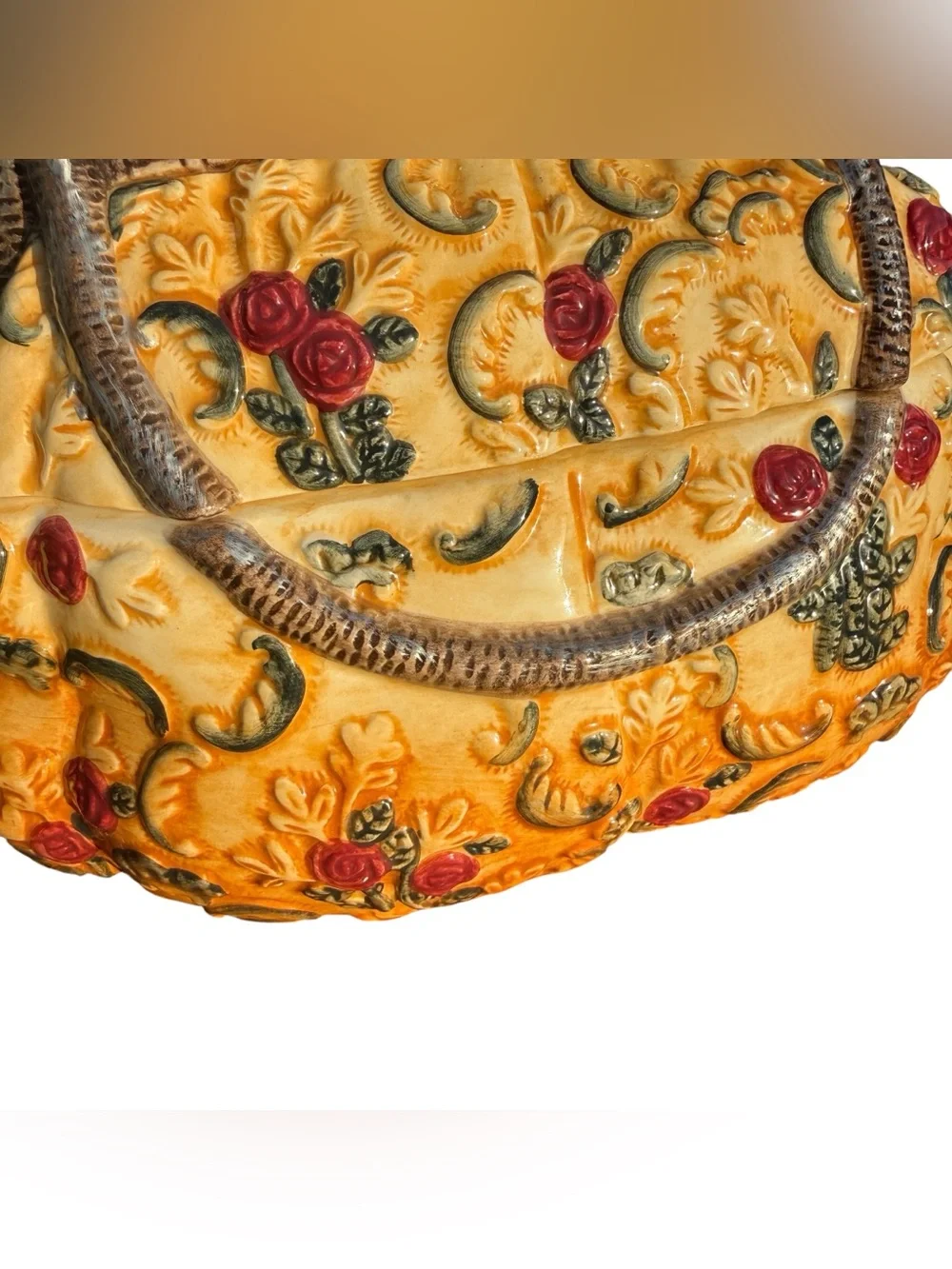 International Bazaar Purse Cookie Jar Floral Ceramic Canister Cottagecore Decor